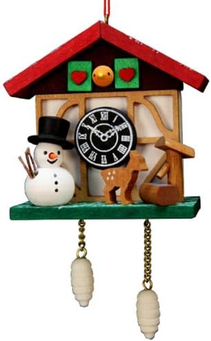 Christian Ulbricht Erzgebirge Handcrafted Snowman Cuckoo Clock Tree Ornament