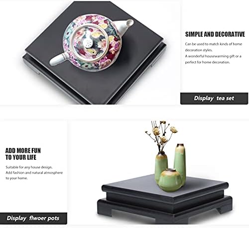 Black Wood Pedestal Stand 2Pack for Vase Display
