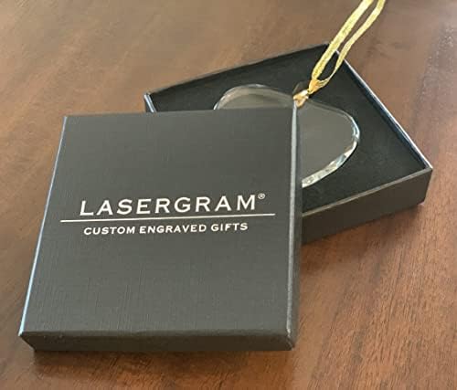 LaserGram Personalized Glass Christmas Ornament with Heart Shape and Menorah Design