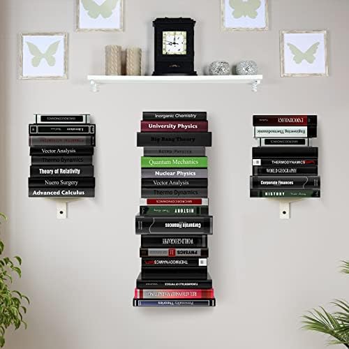 Floating Book Shelves 8 Tier Metal Wall Organizer 4 Pack