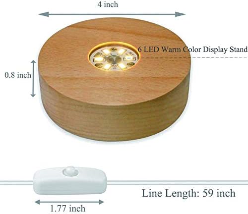 4 Inch LED Wooden Base Display Pedestal with USB Switch