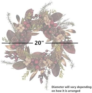 Kurt Adler Artificial Berries and Pinecones Rattan Wreath 20in