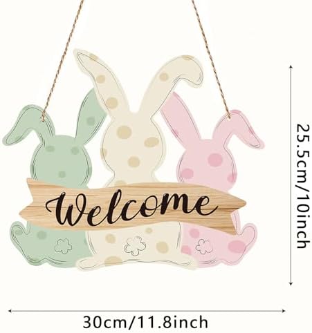 Easter Door Sign with Cute Bunny Welcome Decor