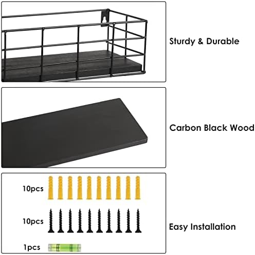 Fixwal 4 Set Floating Shelves Wall Decor Storage Black