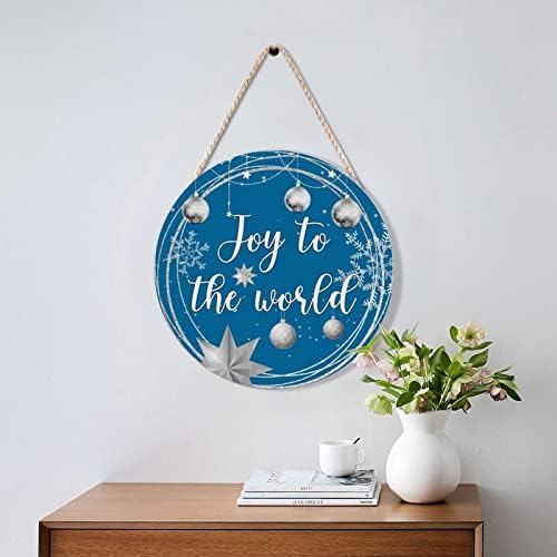 Christmas Gold Wreath Door Hanger 10x10in Wood Sign