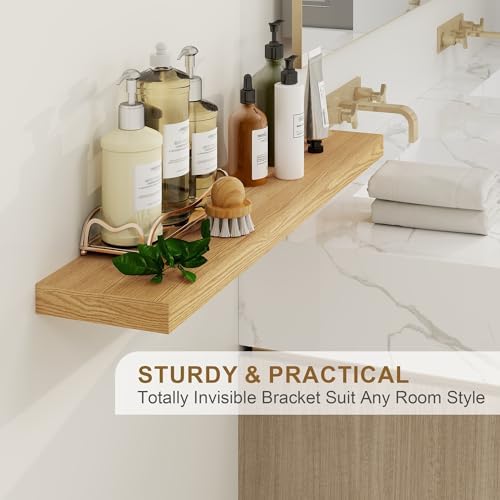 Fun Memories Floating Shelves Set of 2 24 Inch Oak Wood