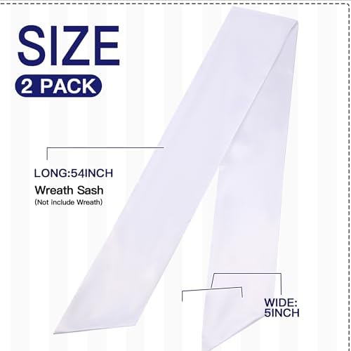 2 Pack Blank White Wreath Sash for Front Door