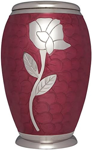 Red Rose Cremation Urn - Handmade Brass - Adult Size - Talia Model