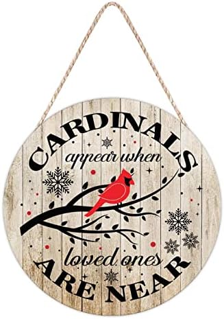 Farmhouse Front Door Hanger with Red Birds Wood Sign