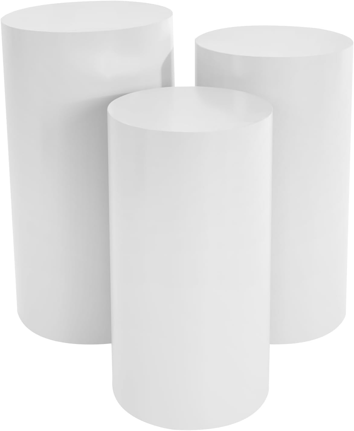 Gosangom 3 Piece White Cylinder Pedestal Stands
