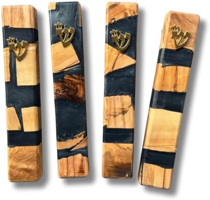 Handcrafted Mezuzah Resin and Wood Black