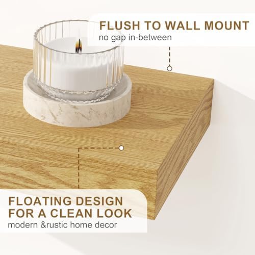 Fun Memories Floating Shelves Set of 2 24 Inch Oak Wood