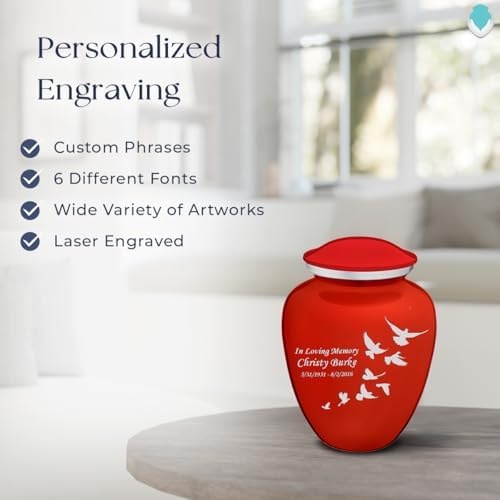 GetUrns Bright Red Personalized Dove Cremation Urn 44 lbs