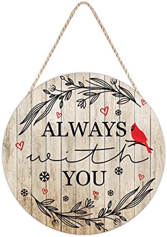Farmhouse Front Door Hanger with Red Birds Quote 10x10 Wood Sign