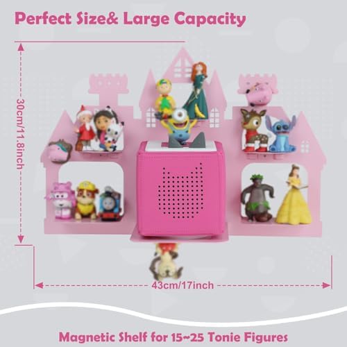 Demao Pink Castle Magnetic Floating Shelf for Toniebox