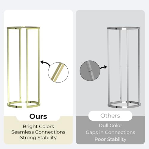 Dollate 3PCS Gold Metal Cylinder Pedestal Stand