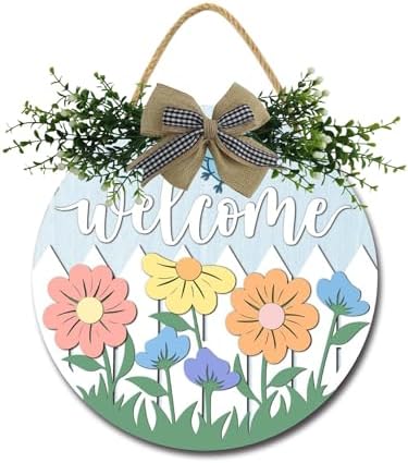 Welcome Wooden Front Door Sign 11 Inches