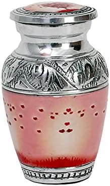 HLC Red Heart Cremation Urn - Mini Keepsake Urn with Velvet Box