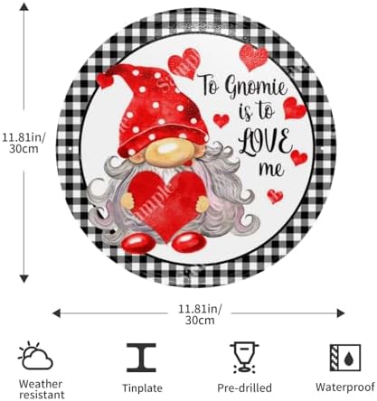 To Gnome Me Valentine Wreath Sign 6x6 Inch Door Hanger