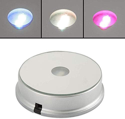 Walfront 7 LED Crystal Display Base with USB and Batteries