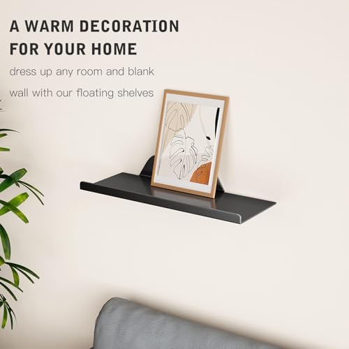Modern Floating Shelf for Wall Black 12 Inches