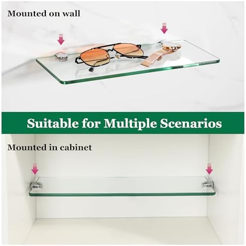SAYAYO Clear Tempered Glass Floating Shelves Set of 3 12 Inch