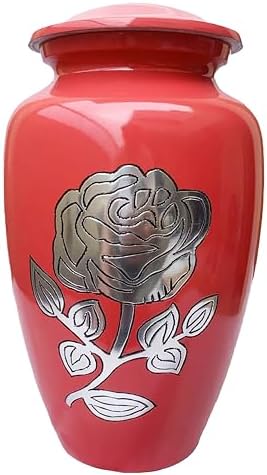 Silver Rose Cremation Urn for Adult Female or Male