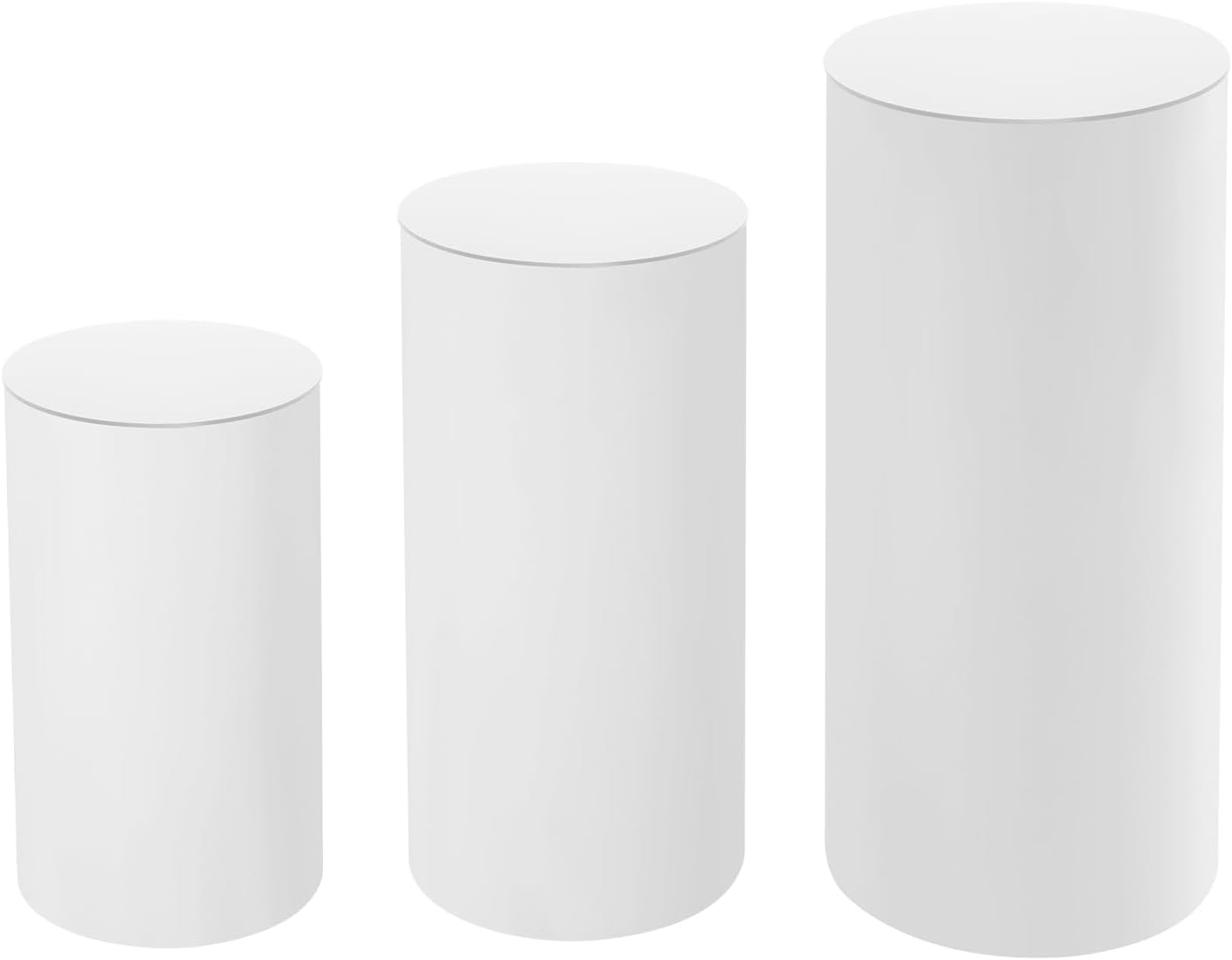 3Pcs White Cylinder Pedestal Stands for Party Decor