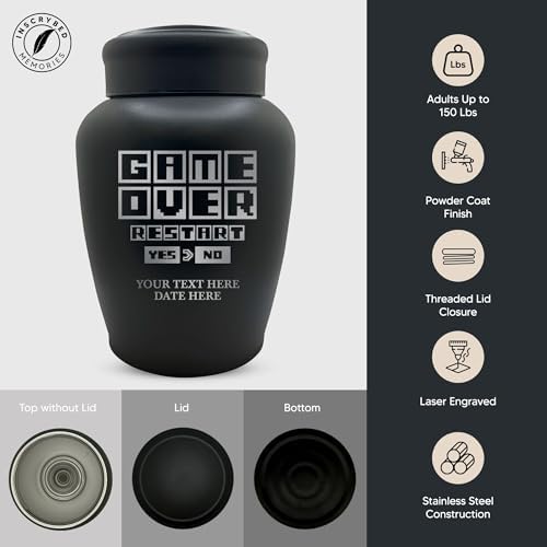 Personalized Gaming Cremation Urn with Name and Funny Design