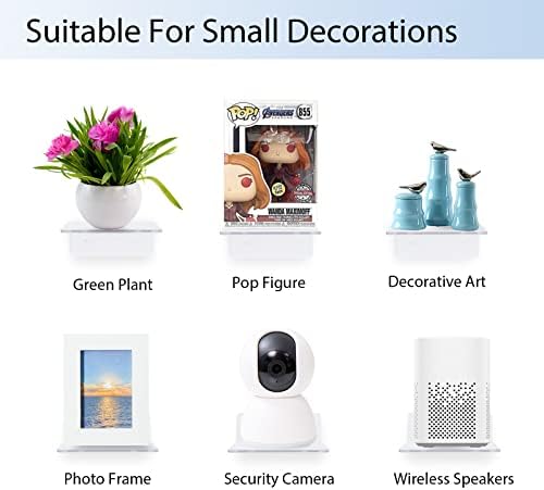 6 Pack Small Acrylic Floating Shelves for Wall Display