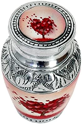 HLC Red Heart Cremation Urn - Mini Keepsake Urn with Velvet Box