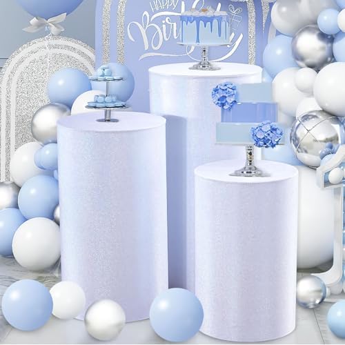 QueenDream Glitter Pedestal Stand Covers Set of 3