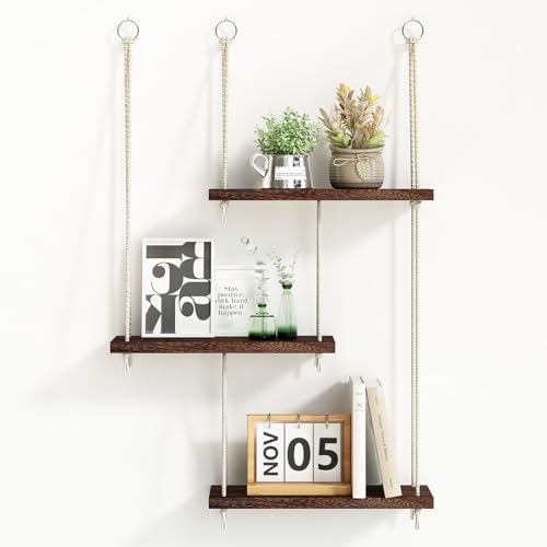 Fixwal 3 Tier Floating Wall Shelf - Dark Brown
