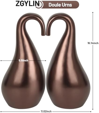 Double Urns for Human Ashes Swan and Heart Design