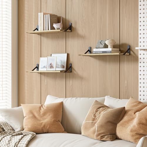 YGEOMER 165 Inch Floating Shelves Set of 6 Light Brown 1