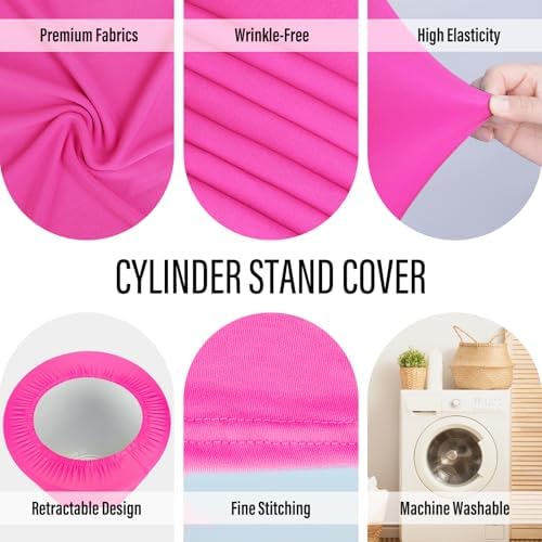 LEBENGURU 5Pcs Cylinder Pedestal Stand Covers Fushia Round Spandex