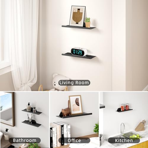 Modern Floating Shelf for Wall Black 12 Inches