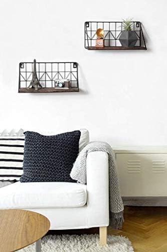 Mkono Floating Shelves Set of 2 Rustic Wood Display Storage Shelf
