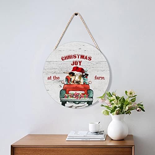 Farmhouse Door Hanger with Santa Cow Holiday Sign
