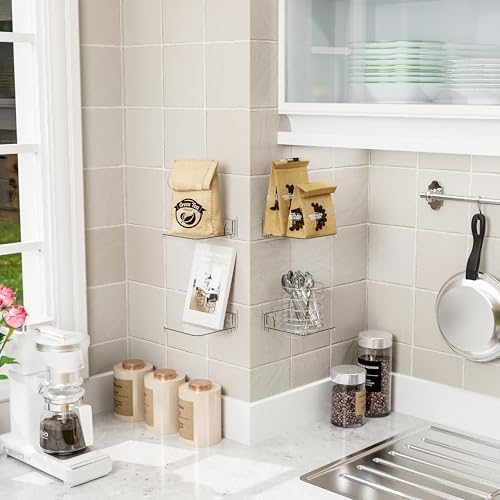 Yieach 5 Inch Mini Wall Shelf 4 Pack Clear Floating Display