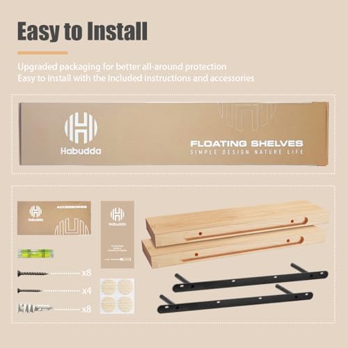 Habudda Floating Shelves 236 x 67 x 16 2-Pack Natural Wood