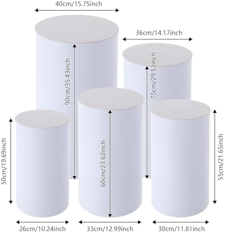 5pcs White Cylinder Display Pedestal Stand for Parties