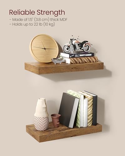 VASAGLE Floating Wall Shelves Set of 2 Rustic Brown