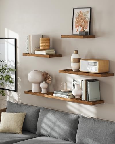 VASAGLE Floating Wall Shelves Set of 2 Rustic Brown