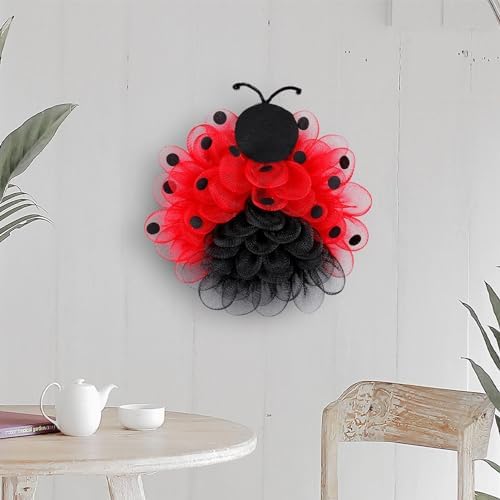 15-Inch Ladybug Door Wreath Decor