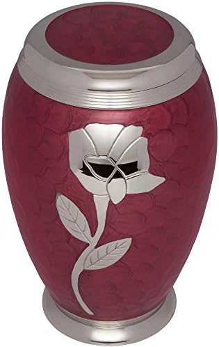 Red Rose Cremation Urn - Handmade Brass - Adult Size - Talia Model