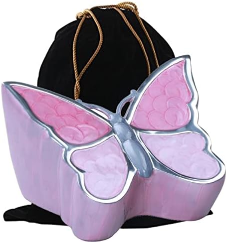 Butterfly Sculpture Cremation Urn - Pink Adult Handcrafted Metal Urn