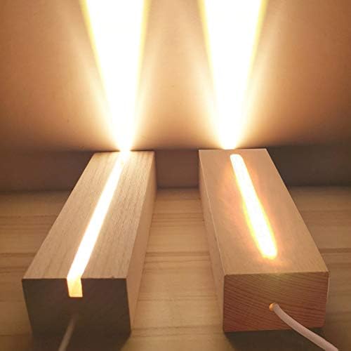 Wooden Lighted Crystal Display Pedestal Stand 2 Pack - Warm Light