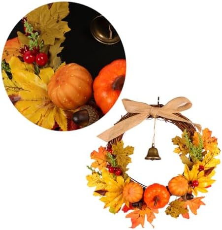 RORPOIR Halloween Door Wreath with Pumpkins and Berries