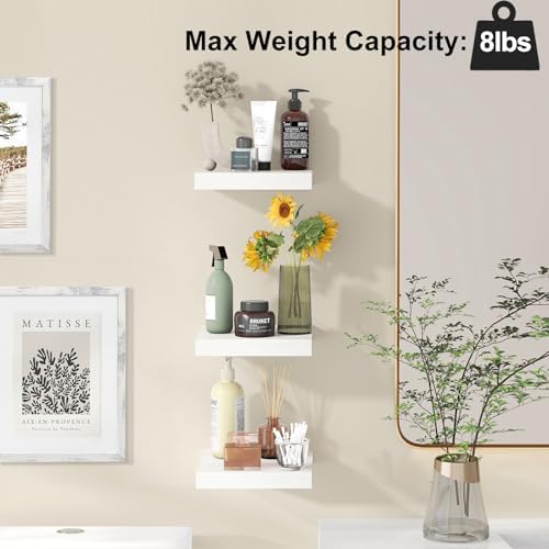 Fixwal 8in Floating Shelves Set of 3 Wall Mount Decor